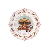 Piatto natalizio Villeroy & Boch in porcellana decoro rosso e bianco 23,5 cm