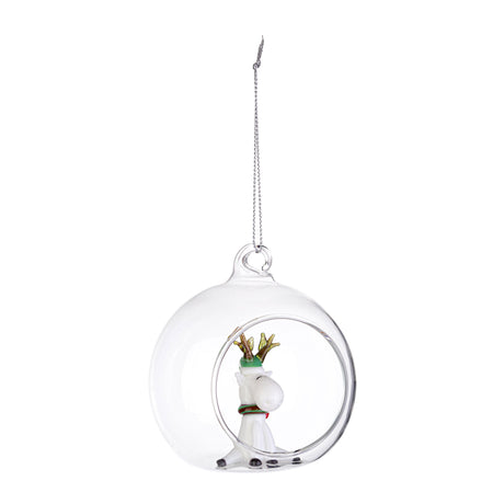 Sfera natalizia Zoey Bizzotto in vetro trasparente con renna 8 cm