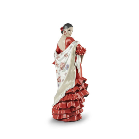 Statuina Donna Anima Flamenco Lladrò in porcellana lucida rossa 43x19 cm