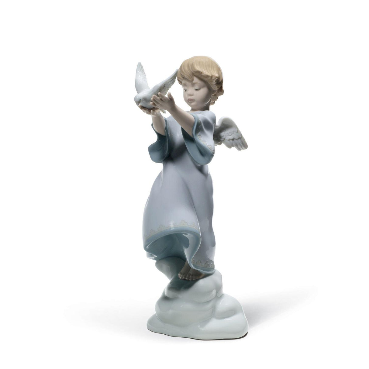 Statuina Angelo Pace in Terra Lladrò in porcellana colori pastello 26x11 cm