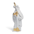 Statuina Re Baldassarre Lladrò in porcellana bianca e dettagli oro 33x15 cm