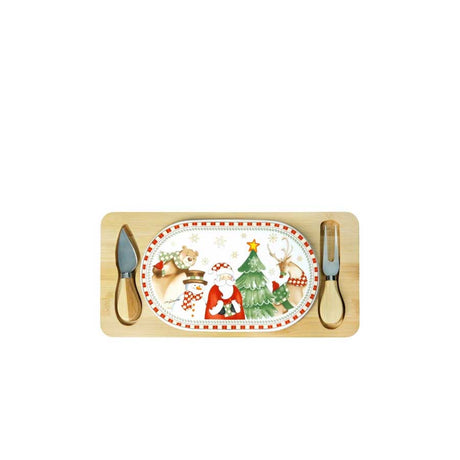 Tagliere Natalizio Racconti Brandani in porcellana e bamboo 34x16 cm