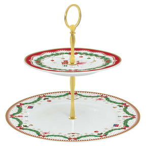 Alzata per dolci Magie de Noel Easy Life in porcellana con decori natalizi