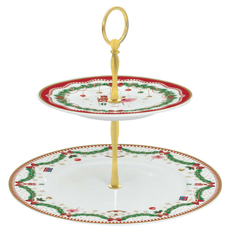Alzata per dolci Magie de Noel Easy Life in porcellana con decori natalizi