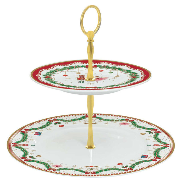 Alzata per dolci Magie de Noel Easy Life in porcellana con decori natalizi