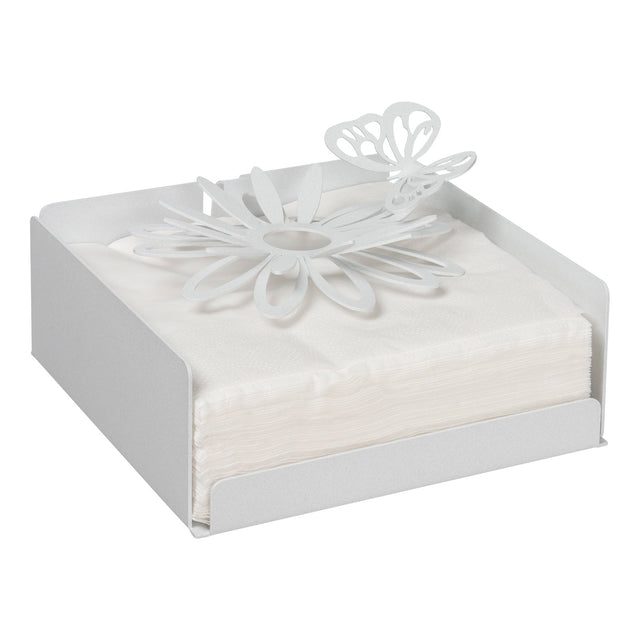 Portatovaglioli Margherite Arti e Mestieri in metallo bianco design floreale