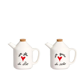 Set olio e aceto Simple Day in gres con tappo in sughero 250 ml