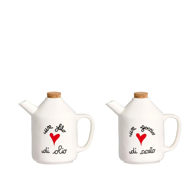 Set olio e aceto Simple Day in gres con tappo in sughero 250 ml
