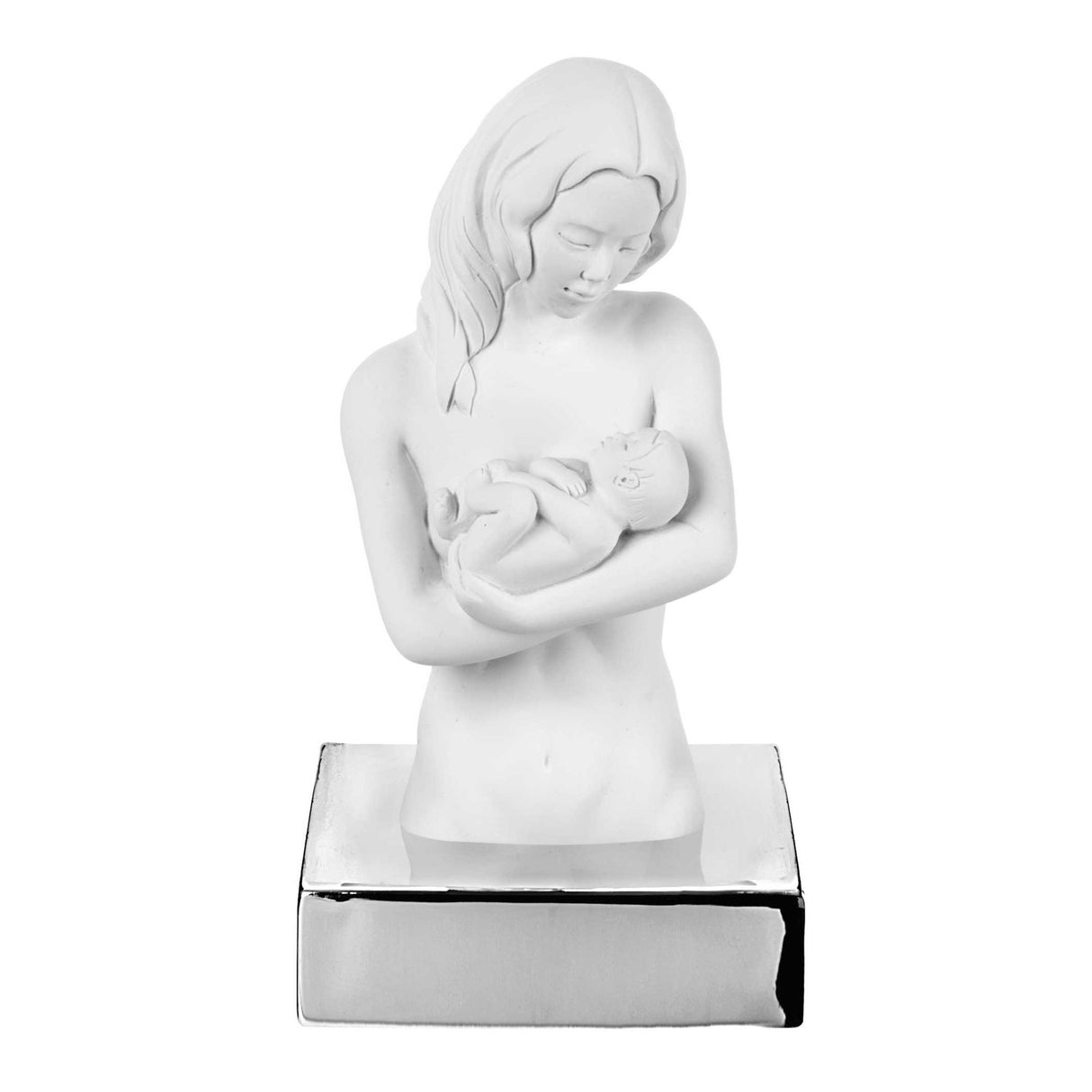 Scultura Madre con Bambino Bongelli Preziosi in marmorino bianco 15 cm
