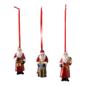 Set 3 addobbi Babbo Natale Villeroy & Boch in porcellana decorata