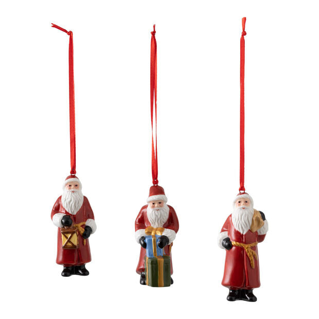 Set 3 addobbi Babbo Natale Villeroy & Boch in porcellana decorata