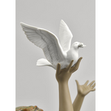 LLADRO' - Figura Statua Porcellana Donna con Colomba Gres 56cm
