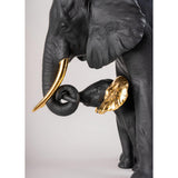 LLADRO' Scultura Mostrando la Strada Nero e Oro Serie Limitata 27x36cm Porcellana