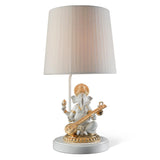 Lampada da tavolo Ganesha con Veena Lladrò in porcellana 57x30 cm