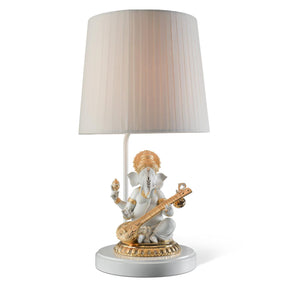 Lampada da tavolo Ganesha con Veena Lladrò in porcellana 57x30 cm