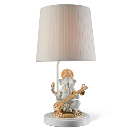 Lampada da tavolo Ganesha con Veena Lladrò in porcellana 57x30 cm
