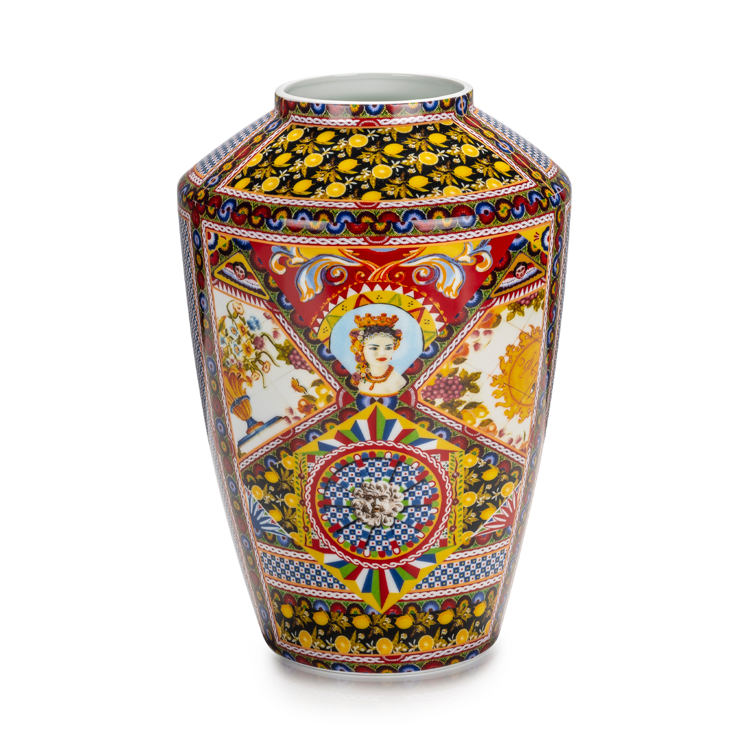 Vaso Santa Rosalia Palais Royal in porcellana decorata 32,5 cm
