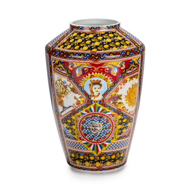 Vaso Santa Rosalia Palais Royal in porcellana decorata 32,5 cm