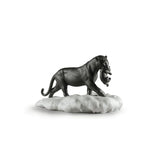 LLADRO' Figurina Pantera Nera con Cucciolo 25x48cm Porcellana