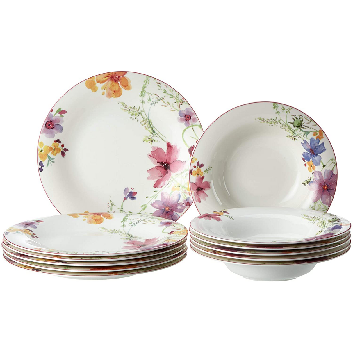 Set piatti Mariefleur Villeroy & Boch in porcellana decoro floreale 12 pezzi