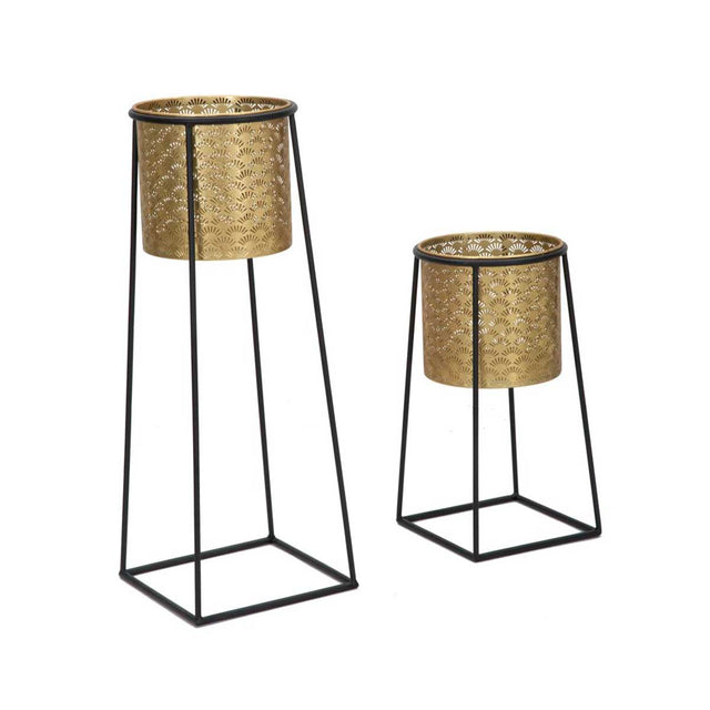 Set 2 portavasi Mauro Ferretti in ferro stile glam 26x70 e 23x45 cm