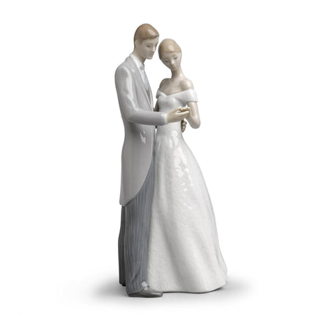 Statuetta Sempre Uniti Lladrò in porcellana bianca 21x10 cm