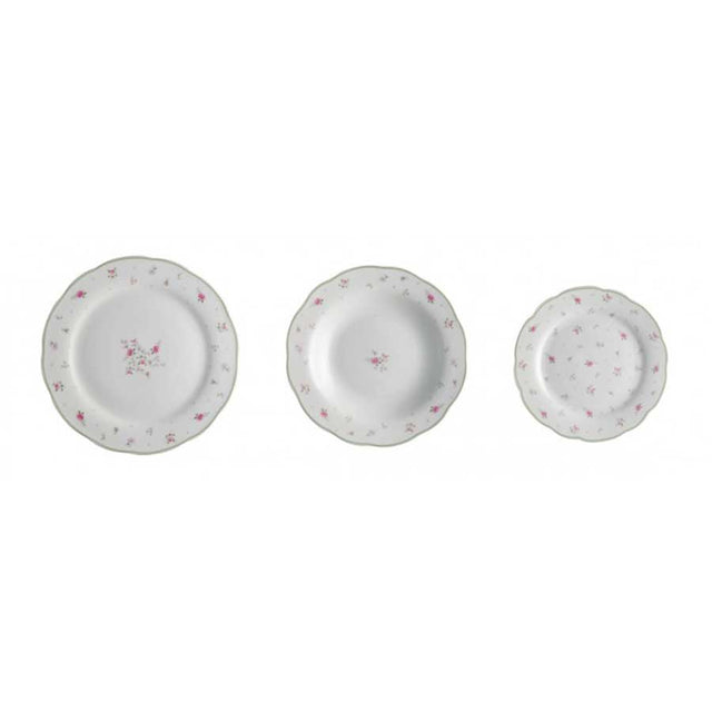 Servizio piatti Nonna Rosa Brandani in porcellana con decori floreali 18 pezzi