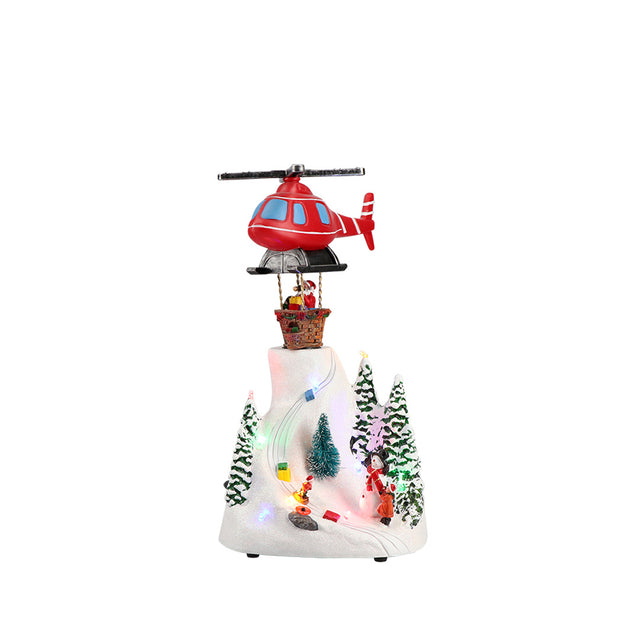 Villaggio di Natale Timstor con elicottero animato e luci LED 35 cm