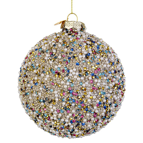 Sfera di Natale Bizzotto in vetro con perle e rubini 10 cm