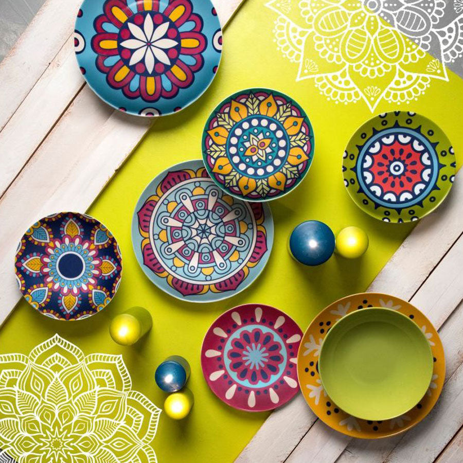 EXCELSA Mandala Etno Servizio Tavola Piatti Set 18 Pezzi Porcellana Multicolore