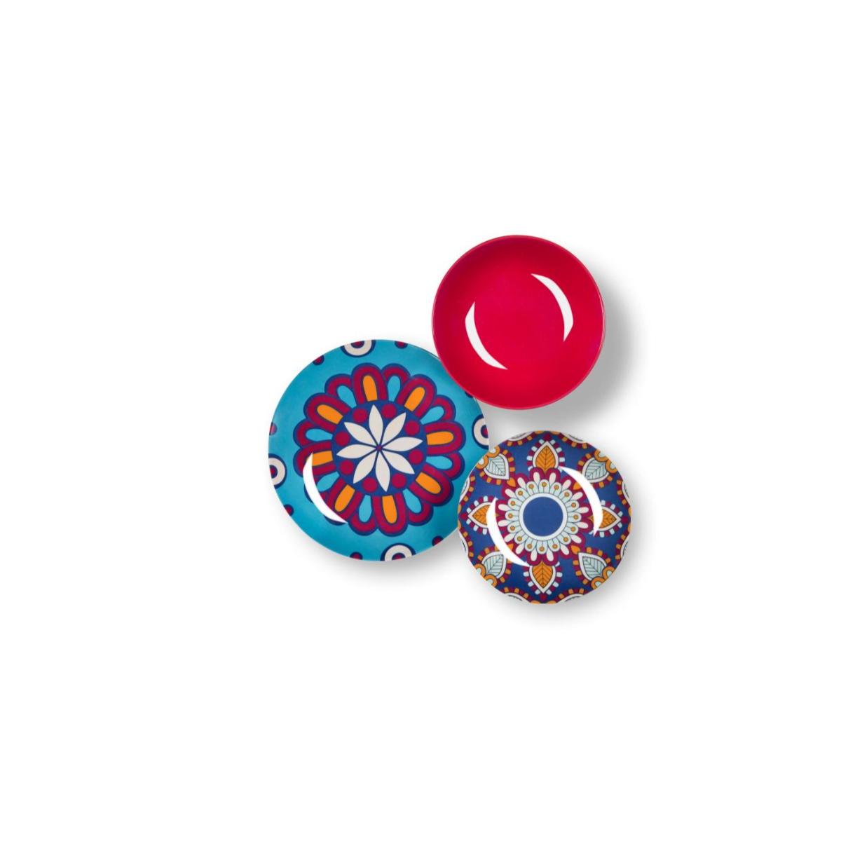 EXCELSA Mandala Etno Servizio Tavola Piatti Set 18 Pezzi Porcellana Multicolore