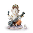 Statuina Ganesha con Veena Lladrò in porcellana decorata 23x19 cm