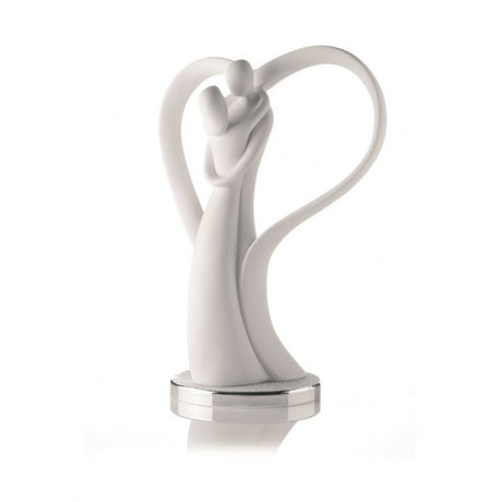 Scultura innamorati Bongelli Preziosi in marmorino con base argento 39 cm
