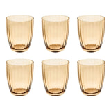 Set 6 bicchieri acqua Prismia Rose & Tulipani in pasta di vetro ambra