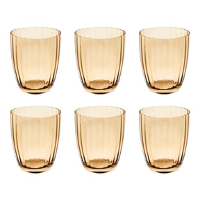 Set 6 bicchieri acqua Prismia Rose & Tulipani in pasta di vetro ambra
