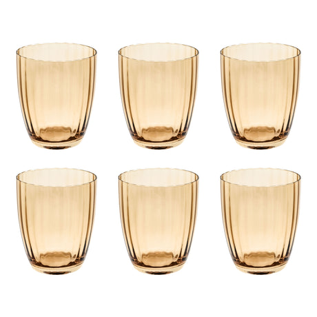 Set 6 bicchieri acqua Prismia Rose & Tulipani in pasta di vetro ambra