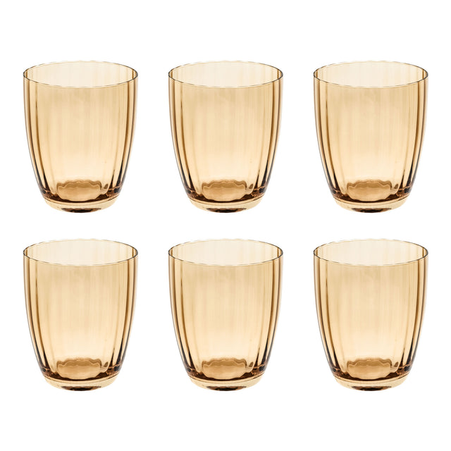 Set 6 bicchieri acqua Prismia Rose & Tulipani in pasta di vetro ambra