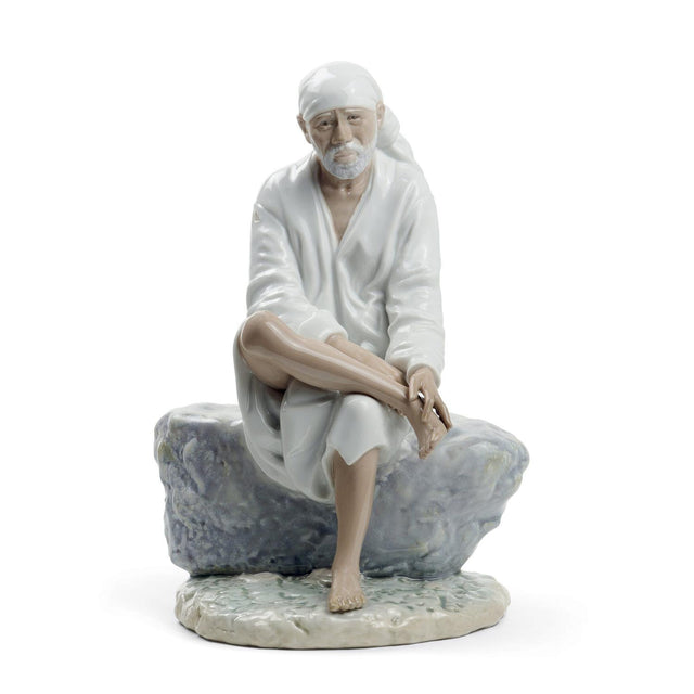 Statuetta Sai Baba Lladrò in porcellana lucida 26x18 cm