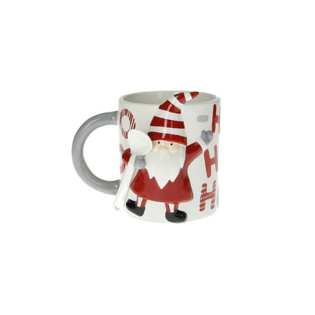 Tazza mug Brandani in ceramica con Babbo Natale e cucchiaino 13x14 cm