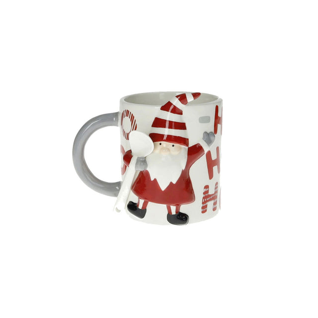 Tazza mug Brandani in ceramica con Babbo Natale e cucchiaino 13x14 cm