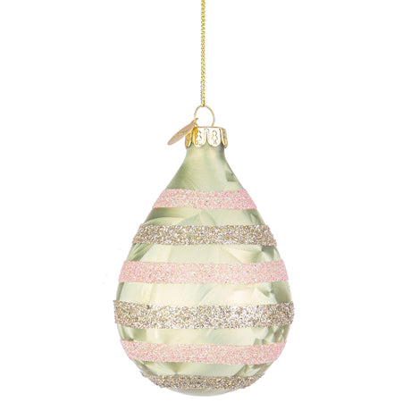 Pallina di Natale Bizzotto in vetro verde decorata 9 cm