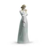 Statuetta Abbraccio Materno Lladrò in porcellana bianca 31x10 cm
