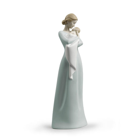 Statuetta Abbraccio Materno Lladrò in porcellana bianca 31x10 cm