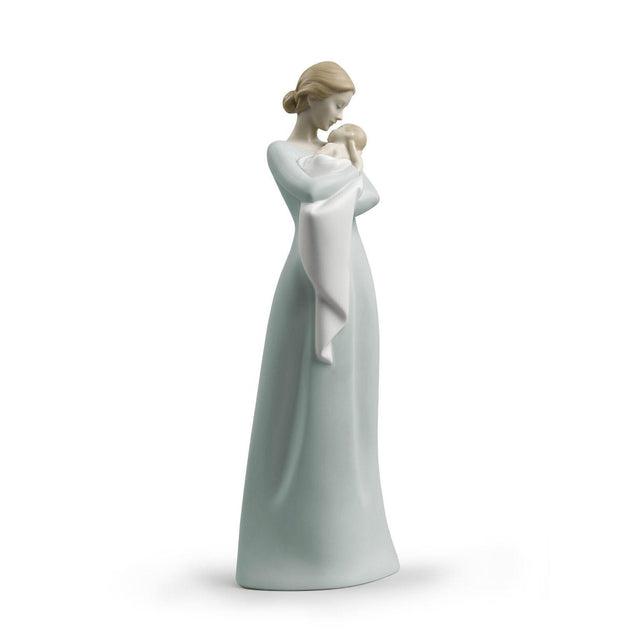 Statuetta Abbraccio Materno Lladrò in porcellana bianca 31x10 cm