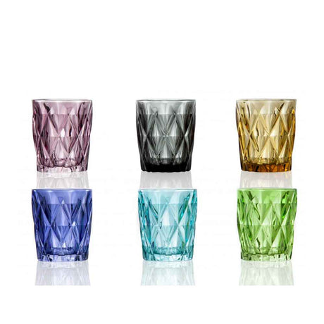 Set 6 bicchieri acqua Diamante Brandani in vetro colorato 9,5 cm