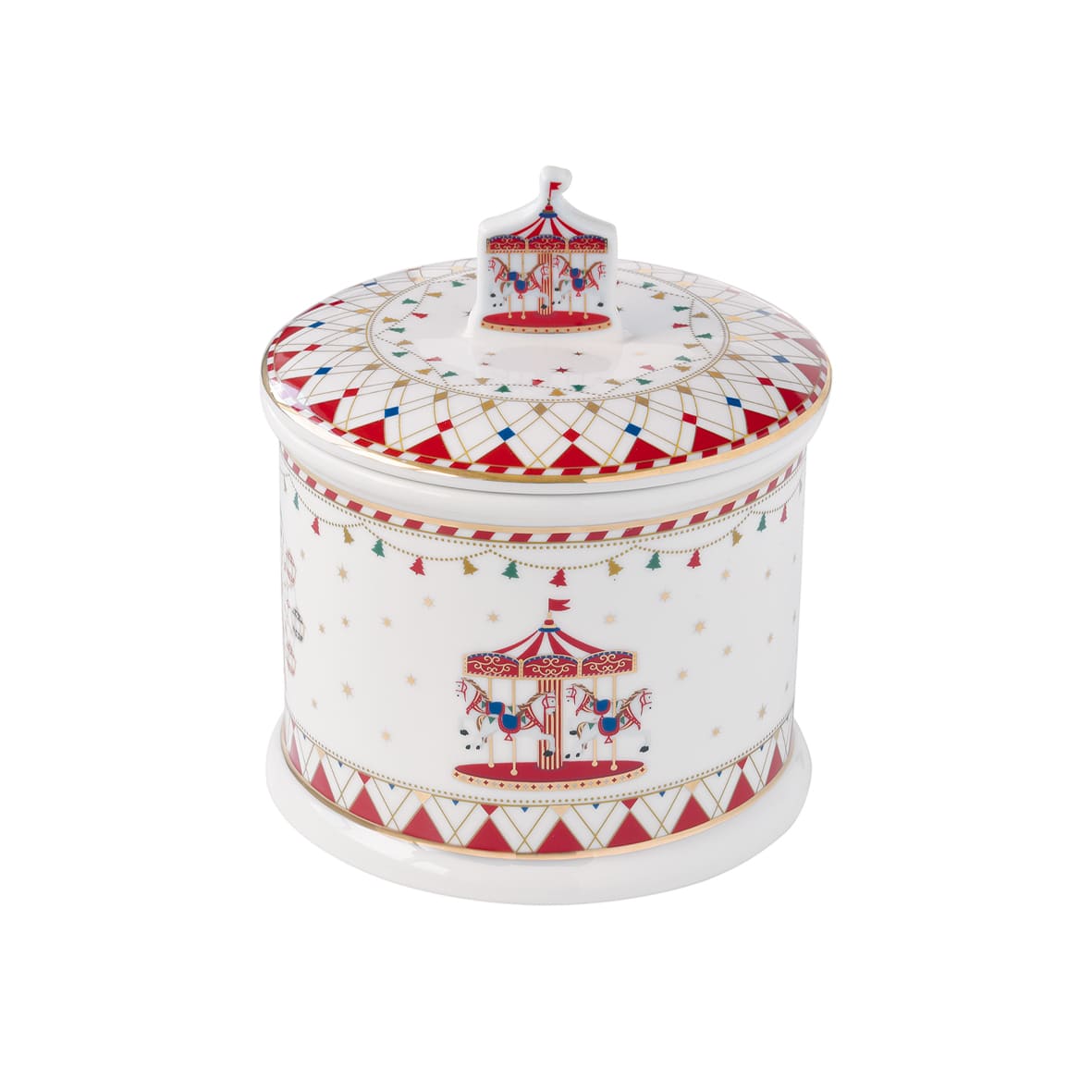 Biscottiera Magic Christmas Easy Life in porcellana decorata 14x16,5 cm
