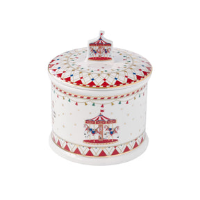 Biscottiera Magic Christmas Easy Life in porcellana decorata 14x16,5 cm