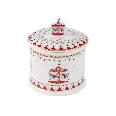 Biscottiera Magic Christmas Easy Life in porcellana decorata 14x16,5 cm