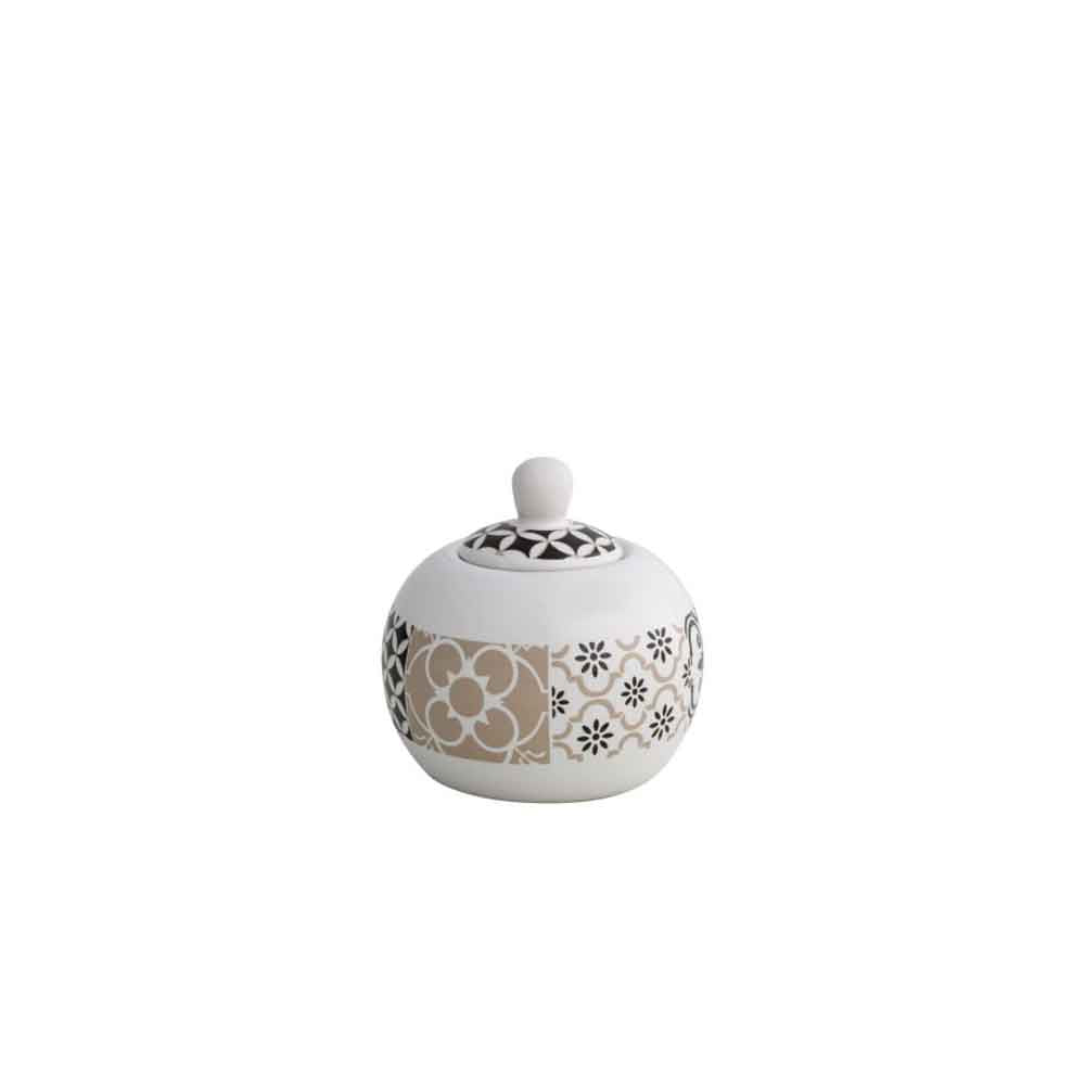 Zuccheriera Alhambra Brandani in porcellana decoro geometrico 9x10 cm