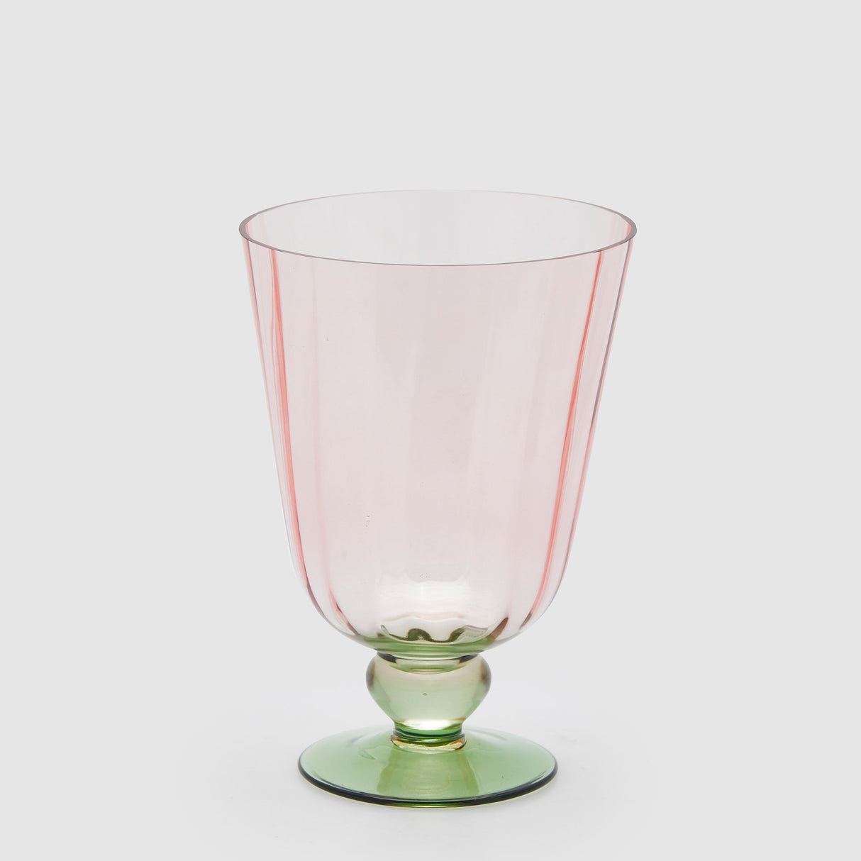 Vaso Righe EDG in vetro rosa e verde a coste 21x15 cm